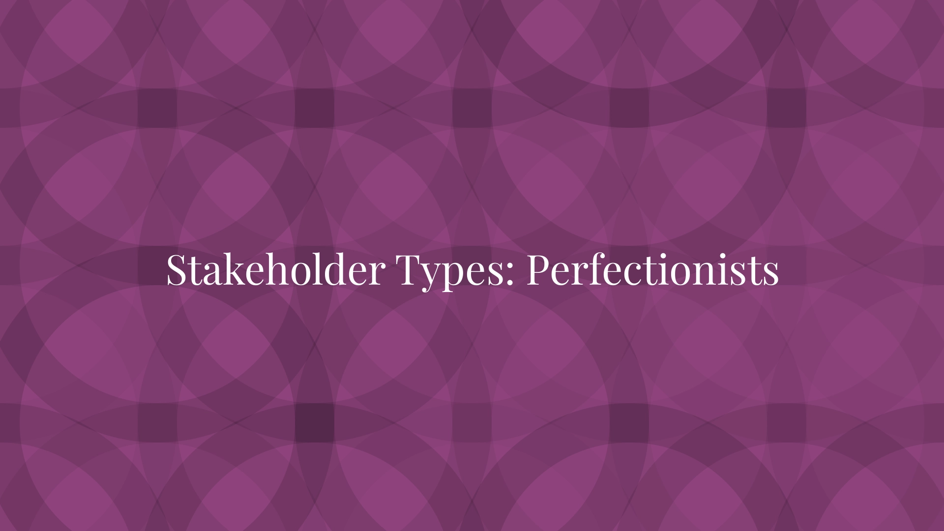Stakeholder Types: Perfectionists